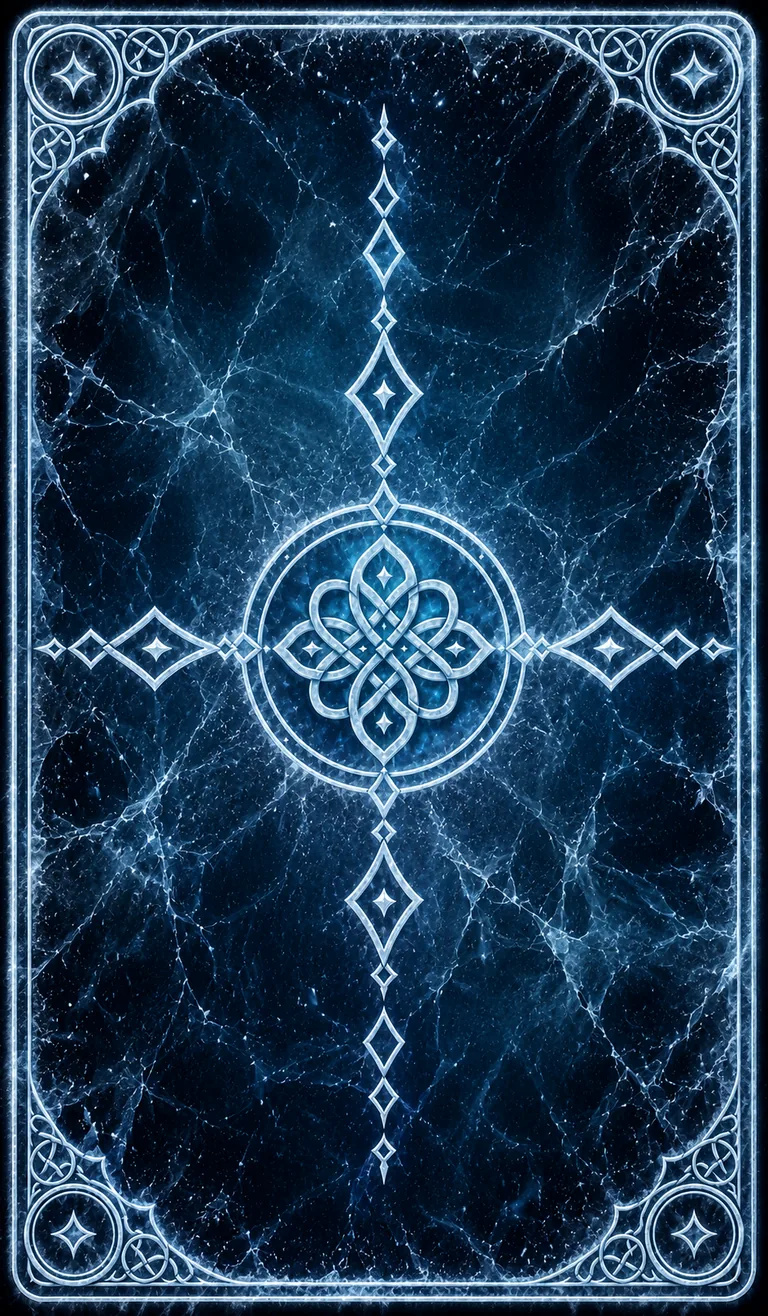 ICE WHISPERS rune card back with snowflake design